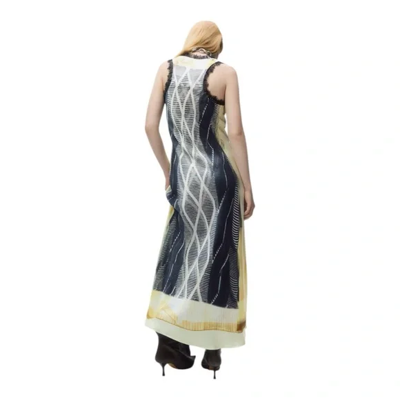 💥SOLD💥NWT Glenn Martens x H&M Satin Trompe L'oeil Print Invisible Strap Dress - Picture 4 of 8